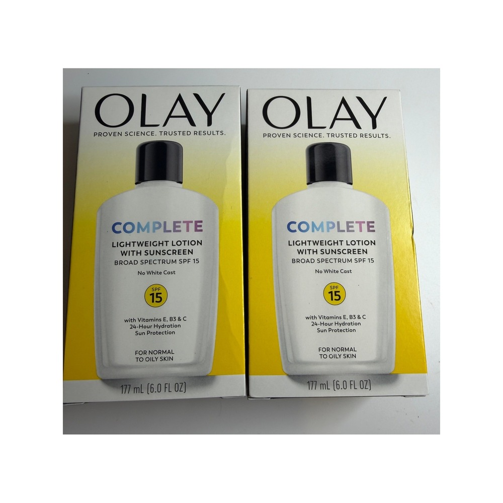 Lot of 2 Olay Complete Daily Moisturizer SPF 15 Normal Oily Skin 6oz Exp 2028